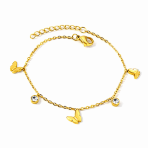 Butterfly With Stone Charm Bracelet