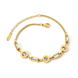 4 rectangles and 3 cylindrical white diamonds accessories bracelet