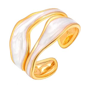 White And Gold Statement Ring