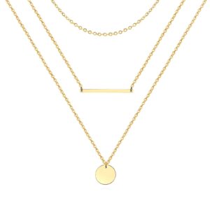 Three layered Necklace, 18K Gold Plated