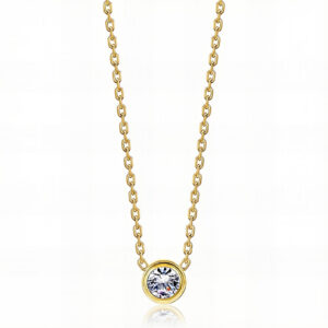 Stone Pendant Necklace, 18K Gold Plated
