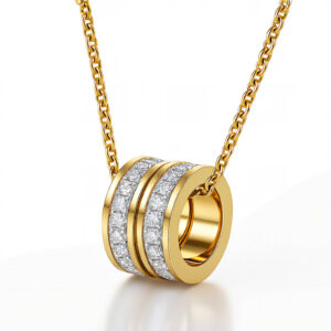 Double Ring Pendant Necklace