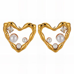 Heart With Pearls Statement Earrings