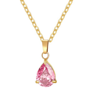 Pink Stone Teardrop Necklace
