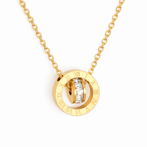 Diamond Accented Roman Numeral Pendant Necklace