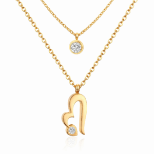 Double Layer Choker With Round CZ Pendant
