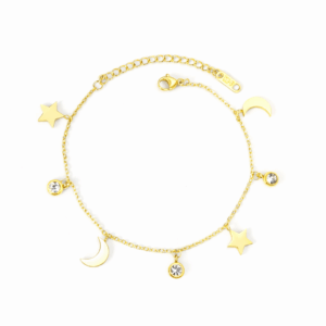 Fashion Moon Star Cubic Zirconia Charm Bracelet