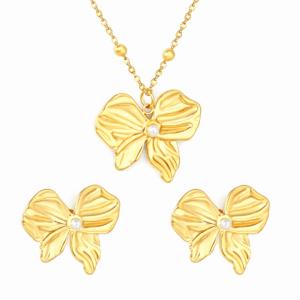 French Bow Necklace And Earrings