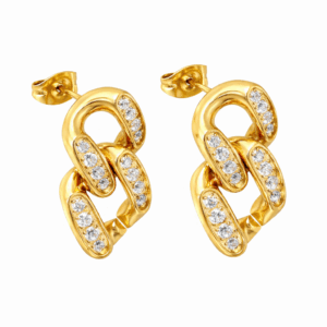 Geometric Double Buckle Zirconia Earrings