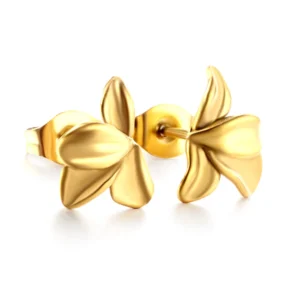 Half-side Flower Cutting Stud Earrings