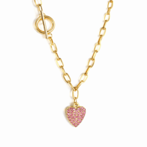 Heart With Rose Diamonds Pendant Necklace