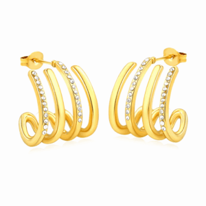 Four Linked C Shaped Earrings