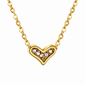 Modern Crooked Heart Necklace With Diamond