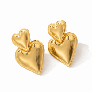 Peach heart earrings