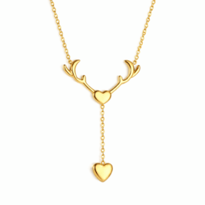 Romantic Antler Heart Pendant Necklace For Women