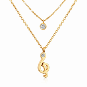 Round Cubic Zirconia Double Chain Necklace