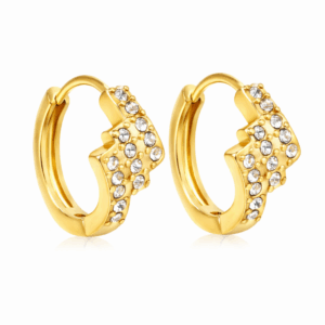 White Zirconia Diagonal Rectangle Stud Earrings