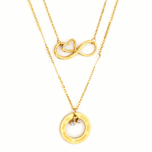 Double Layer Necklace With Circle Accessory Steel Balls Heart Charm